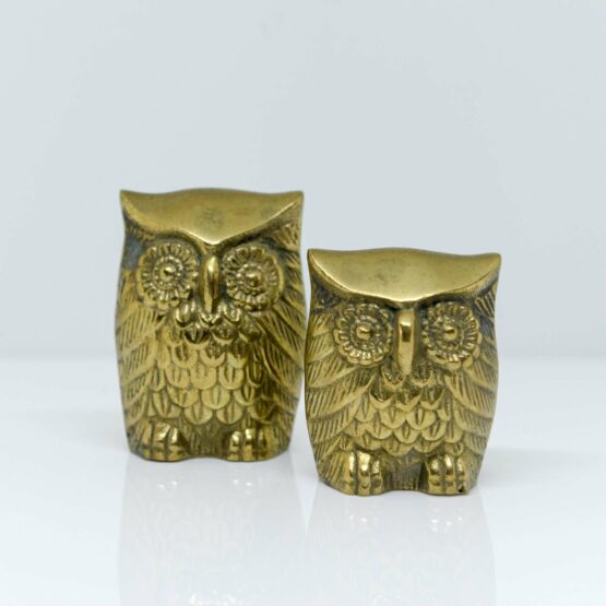 Set of Two Decorative Brass Owls