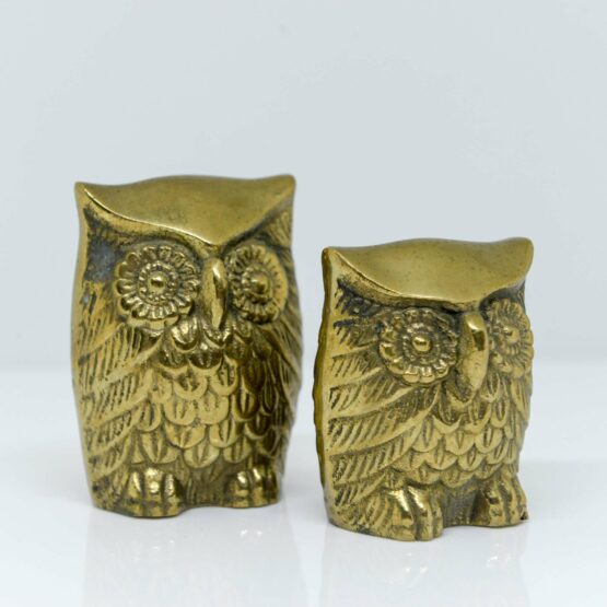 Set of Two Decorative Brass Owls