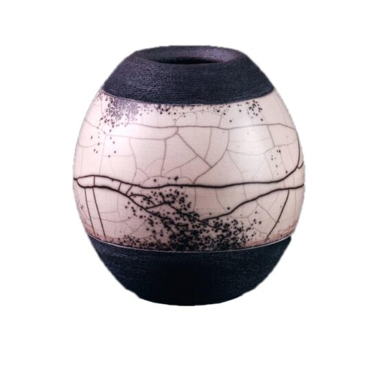 Naked Raku Large Vase Black & White-Ceramics-ceramic vase glazing homedecor