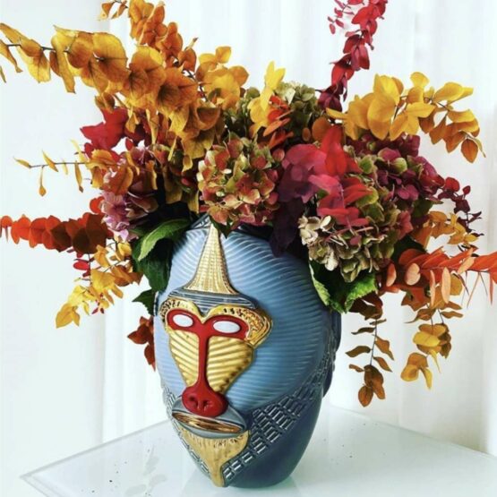 PRIMATES-Mandrillus Vase -Ceramic-vibrant colours textures patterns